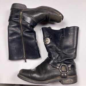 HARLEY-DAVIDSON Delinquent Willie G Skull Harness Black Leather Moto Boots